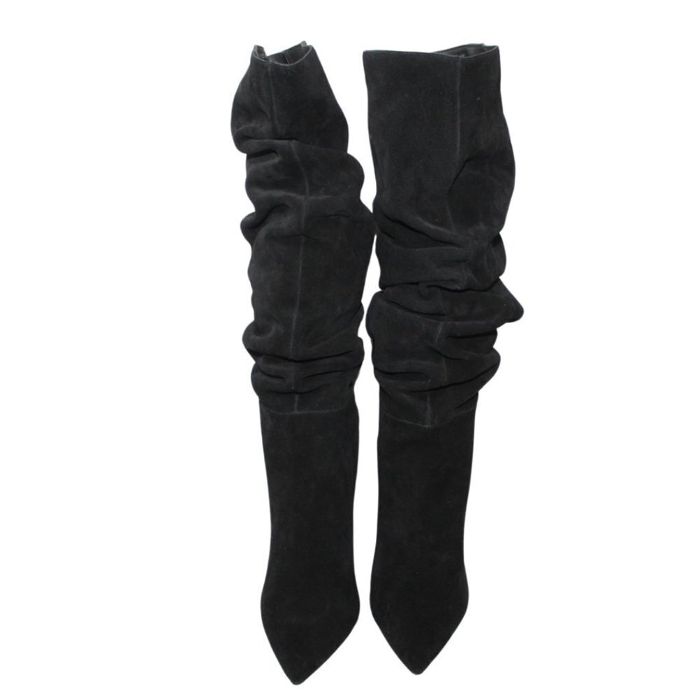 Jeffrey Campbell tall black suede slouchy heeled boots size 9 - Picture 2 of 8